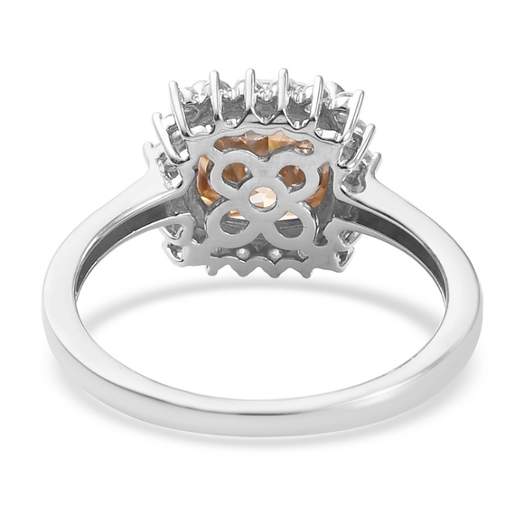 CHAMPAGNE & WHITE MOISSANITE HALO RING - Picture 6 of 8